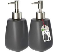 KADAX Dispenser di Sapone Liquido 400 ml, Dosasapone in Ceramica, Portasapone per Detersivo Piatti, Accessori per Bagno e Cucina (Set di 2, Grigio)