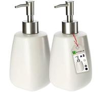 KADAX Dispenser di Sapone Liquido 400 ml, Dosasapone in Ceramica, Portasapone per Detersivo Piatti, Accessori per Bagno e Cucina (Set di 2, Crema)