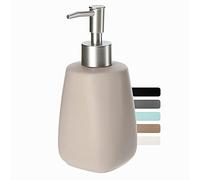KADAX Dispenser di Sapone Liquido 400ml, Dosasapone in Ceramica, Portasapone per Detersivo Piatti, Accessori per Bagno e Cucina, Porta Sapone (Beige)