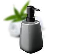 KADAX Dispenser di sapone liquido, 7,5 x 7,5 x 17 cm, in ceramica, dispenser per lozioni ricaricabile con pompa in plastica e 5 varianti di colore, dispenser per detersivo (grigio)
