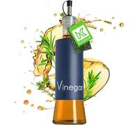 KADAX Dispenser per condimenti liquidi, bottiglia di vetro con elementi in acciaio, dispenser di vetro per olio, aceto, vinaigrette, contenitore dell'olio, dispenser (vinaigrette, blu scuro)