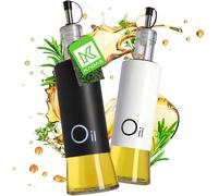 KADAX Dispenser per condimenti liquidi, bottiglia di vetro con elementi in acciaio, dispenser di vetro per olio, aceto, vinaigrette, contenitore olio, dispenser di olio d'oliva