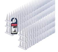 KADAX Dissuasore per uccelli in plastica, 52 x 4,5 x 3,5 cm, repellente per animali, 3 file, punte per gatto, martore, colomba, recinzione, davanzale, tetto, repellente per piccioni (6, bianco)