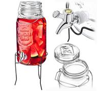 KADAX Distributore di bevande 4L con supporto, dispenser di succo in vetro, erogatore di acqua con rubinetto e coperchio, distributore di limonata, dispenser per bevande fredde (modello 2)
