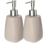 KADAX Dispenser di Sapone Liquido 400 ml, Dosasapone in Ceramica, Portasapone per Detersivo Piatti, Accessori per Bagno e Cucina (Set di 2, Beige)