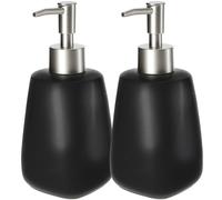 KADAX Dispenser di Sapone Liquido 400 ml, Dosasapone in Ceramica, Portasapone per Detersivo Piatti, Accessori per Bagno e Cucina (Set di 2, Nero)