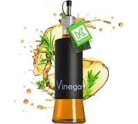 KADAX Donatore condimento liquido, bottiglia di vetro con elementi in acciaio, distributore di vetro per olio, vinaigrette, contenitore olio, distributore di olio d'oliva (vinaigrette, nero)