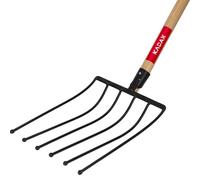 KADAX EFFICACE RIKE CON-HANDLE, FORCHIO DI BEET con parte di lavoro in acciaio, forcella con un gambo lungo fatto di legno, forchetta di patate, forchetta da giardino per barbabietole (6 denti, nero)