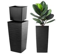 KADAX Elegante Vaso Alto per Piante da Interno ed Esterno Decorativo, Grande Fioriera in Plastica per Giardino e Balcone (Nero, Irregolare, 57.5 cm)