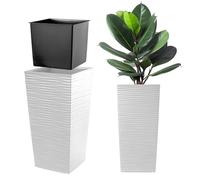 KADAX Elegante Vaso Alto per Piante da Interno ed Esterno Decorativo, Grande Fioriera in Plastica per Giardino e Balcone (Bianco, Irregolare, 57.5 cm)