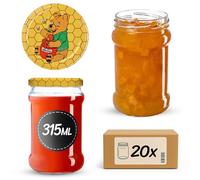 KADAX Fi66, Vasetti per Miele e Marmellate Con Coperchio Ermetici, Barattoli Rotondi per Conserve e Confetture (20 Pezzi, Winnie the Pooh)