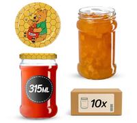 KADAX Fi66, Vasetti per Miele e Marmellate Con Coperchio Ermetici, Barattoli Rotondi per Conserve e Confetture (10 Pezzi, Winnie the Pooh)