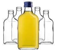 KADAX Fiaschetta da 200 ml, 5 pezzi, piccole bottiglie di vetro con tappo a vite, flaconcini, bottiglie vuote da riempire, mini bottiglie di liquore, grappa (blu)