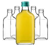 KADAX Fiaschetta da 200 ml, 50 pezzi, piccole bottiglie di vetro con tappo a vite, flaconcini, bottiglie vuote da riempire, mini bottiglie di liquore, bottiglie di grappa (verde)