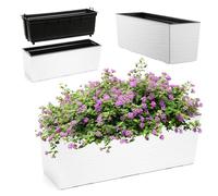 KADAX Fioriera 18,5 x 56 cm, motivo graffiato, bianco, con inserto - Plastica resistente