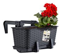 KADAX Fioriera 40cm per Ringhiera in Plastica, Vaso da Appendere al Balcone Completo di Sottovaso e Portavasi, Ideale per Piante da Esterno (Antracite)