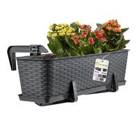 KADAX Fioriera 60cm per Ringhiera in Plastica, Vaso da Appendere al Balcone Completo di Sottovaso e Portavasi, Ideale per Piante da Esterno (Antracite)