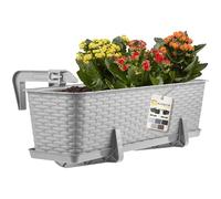 KADAX Fioriera 60cm per Ringhiera in Plastica, Vaso da Appendere al Balcone Completo di Sottovaso e Portavasi, Ideale per Piante da Esterno (Grigio)