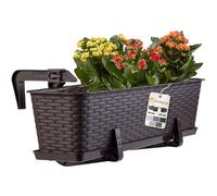 KADAX Fioriera 60cm per Ringhiera in Plastica, Vaso da Appendere al Balcone Completo di Sottovaso e Portavasi, Ideale per Piante da Esterno (Marrone)