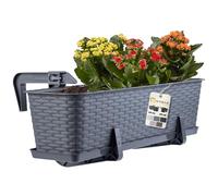 KADAX Fioriera 60cm per Ringhiera in Plastica, Vaso da Appendere al Balcone Completo di Sottovaso e Portavasi, Ideale per Piante da Esterno (Grafite)