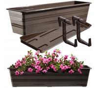 KADAX Fioriera con sottovaso e 2 manici, marrone, 60 cm
