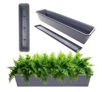 KADAX Fioriera con sottovaso in set, con o senza supporto per fioriera, vaso da balcone, in plastica, fioriera per ringhiere, vaso per fiori (antracite, 80 cm), K10001