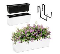 KADAX Fioriera con supporti 18,5 x 56 cm, motivo graffiato, bianco, con inserto - Uso esterno