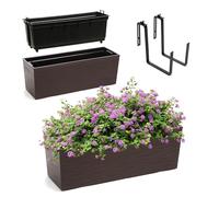 KADAX Fioriera con Supporti 18,5 x 56 cm, Motivo graffiato, Moka, con Inserto - per Balcone