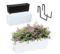 KADAX Fioriera con supporti 18,5 x 56 cm, motivo liscio, bianco, con inserto - Per balcone, resistente