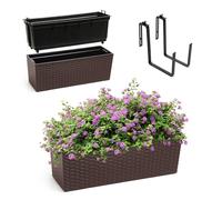 KADAX Fioriera con supporti 18,5 x 56 cm, motivo rattan, mokka, con inserto - Resistente alle intemperie