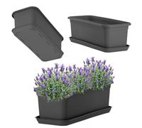 KADAX Fioriera da 40 cm, antracite, con sottovaso, in plastica, per interni ed esterni, per balcone, terrazza, davanzale