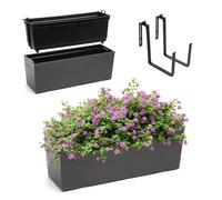 KADAX Giardiniera in plastica, 18,5x56 cm, vaso, supporti, grafite