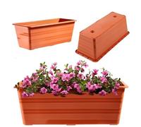 KADAX Fioriera per balcone, vaso per balcone, resistente alle intemperie, plastica, cassetta per fiori, vassoio per ringhiera, per coltivare fiori, erbe (40 cm, terracotta)