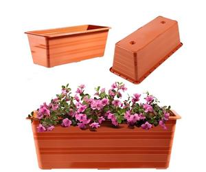 KADAX Fioriera per balcone, vaso per balcone, resistente alle intemperie, plastica, cassetta per fiori, vassoio per ringhiera, per coltivare fiori, erbe (40 cm, terracotta)