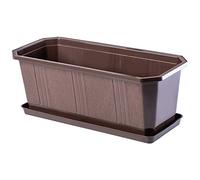 KADAX Fioriera Rettangolare per Davanzale da Esterno, Vaso da Balcone in Plastica con Sottovaso, Cassetta per Piante da Finestra (40 cm, Marrone)