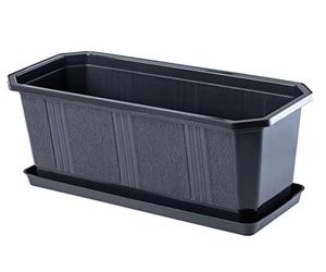 KADAX Fioriera Rettangolare per Davanzale da Esterno, Vaso da Balcone in Plastica con Sottovaso, Cassetta per Piante da Finestra (40 cm, Grafite)