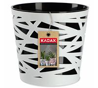 KADAX Fioriera Rotonda in Plastica, Pentola per Piante e Fiori, Secchio Luminoso per Balcone e Interno, Moderno (13 cm, Nero)