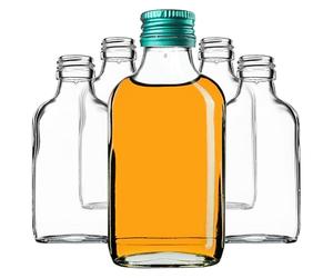 KADAX Flachmann 100ml, 10 pezzi, piccole bottiglie di vetro con tappo a vite, flaconcini, bottiglie vuote da riempire, mini bottiglie per liquori, per grappa (Verde)