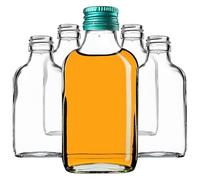 KADAX Flachmann 100ml, 100 pezzi, piccole bottiglie di vetro con tappo a vite, flaconcini, bottiglie vuote da riempire, mini bottiglie per liquore, grappa (Verde)