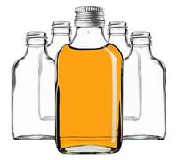 KADAX Flachmann 100ml, 100 pezzi, piccole bottiglie di vetro con tappo a vite, flaconcini, bottiglie vuote da riempire, mini bottiglie per liquore, bottiglie per grappa (Argento)