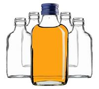 KADAX Flachmann 100ml, 50 pezzi, piccole bottiglie di vetro con tappo a vite, flaconcini, bottiglie vuote da riempire, mini bottiglie per liquore, grappa (Blu)