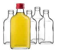 KADAX Flachmann 200ml, 10 pezzi, piccole bottiglie di vetro con tappo a vite, flaconcini, bottiglie vuote da riempire, mini bottiglie per liquori, bottiglie per grappa (Rosso)