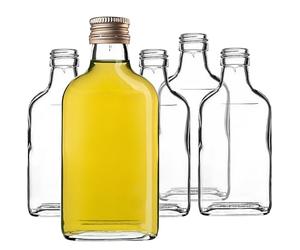 KADAX Flachmann 200ml, 10 pezzi, piccole bottiglie di vetro con tappo a vite, flaconcini, bottiglie vuote da riempire, mini bottiglie per liquori, bottiglie per grappa (Oro)