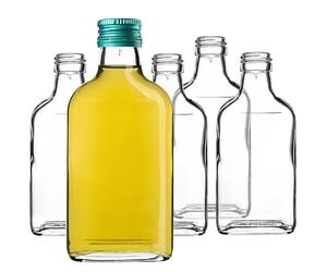 KADAX Flachmann 200ml, 10 pezzi, piccole bottiglie di vetro con tappo a vite, flaconcini, bottiglie vuote da riempire, mini bottiglie per liquori, per grappa (Verde)