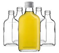 KADAX Flachmann 200ml, 50 pezzi, piccole bottiglie di vetro con tappo a vite, flaconcini, bottiglie vuote da riempire, mini bottiglie per liquori, grappa (Bianco)