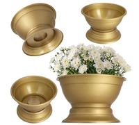 KADAX Flower Bowl con base, buccia di piantagione di plastica resistente alle intemperie, guscio a sfera per crisantemi, violace, vaso di fiori (⌀25,5 cm, oro)