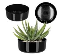 KADAX Flower Bowl fatta di plastica, ciotola rotonda, ciotola di piantagione, fioriera, ciotola di plastica per davanzale, tavolo, soggiorno, fioriere (⌀ 26 cm, nero)