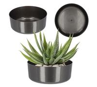 KADAX Flower Bowl fatta di plastica, ciotola rotonda, ciotola di piantagioni, fioriera, ciotola di plastica per davanzale, tavolo, soggiorno, fioriere (⌀ 26 cm, grafite)