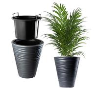 KADAX Flower Pot, Flower Pot, Round Planter per aree interne ed esterne, pentola per piante resistenti alle intemperie in plastica, fioriera per fiori, casa, giardino, balcone (Ø 35 cm, antracite)