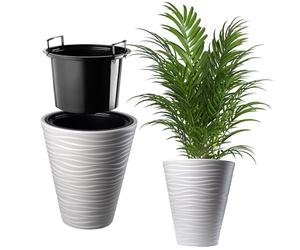 Kadax Flower Pot, Flower Pot, Round Planting Secket per aree interne ed esterne, pentola per piante resistenti alle intemperie in plastica, fioriera per fiori, casa, giardino, balcone(Ø 40 cm, bianco)